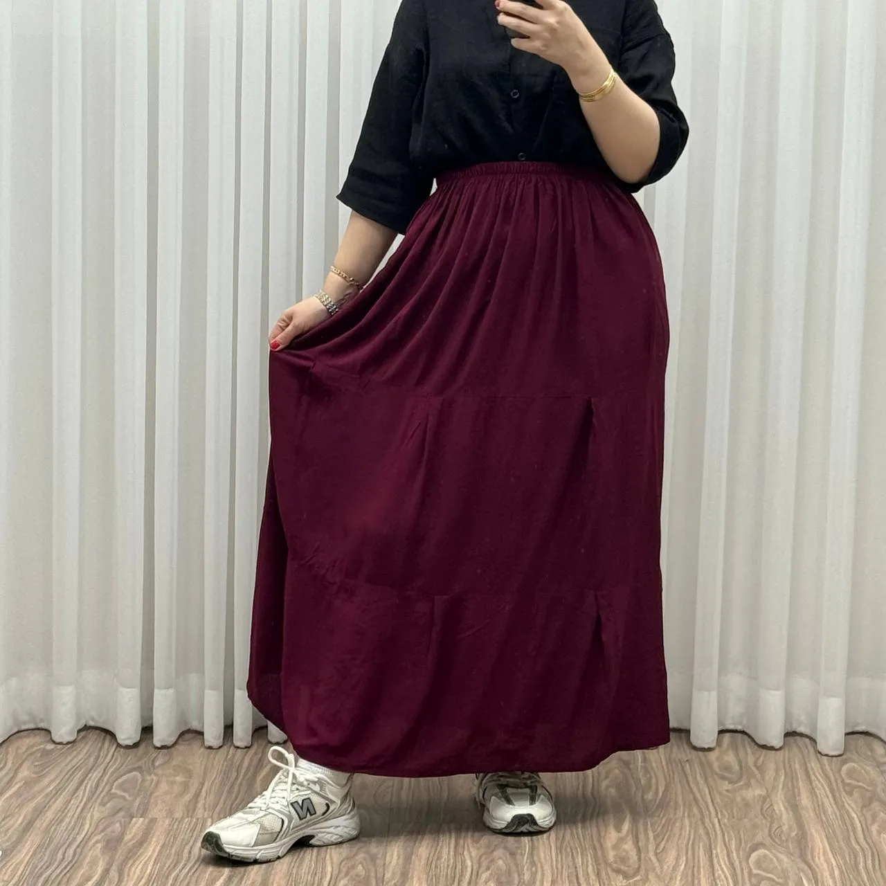 دامن نخی طبقهای ساده فری سایز زنانه تا سایز 50 تنخور شیک و راحت مناسب چهارفصل