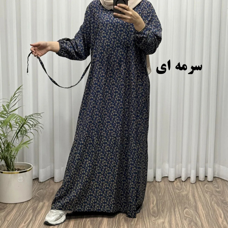 پیراهن نخی زنانه فری سایز تا 50 شسته شده بدون آبرفت و رنگ رفت بنددار چهارفصل تنخور شیک راحت مناسب باردار و روزمره