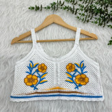 تاپ کراپ قلاب بافی زنانه فری سایز تا 42 قد 45 سانتی متر شیک چهارفصل