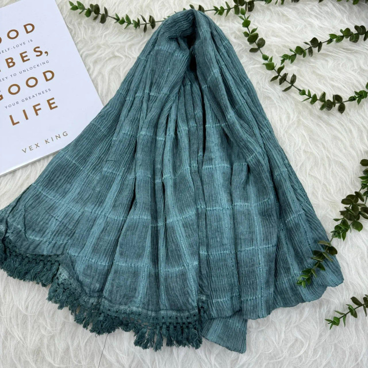 شال چهارخانه سنگشور ساده وارداتی نخی قواره بزرگ 200×85 بدون آبرفت و چروک