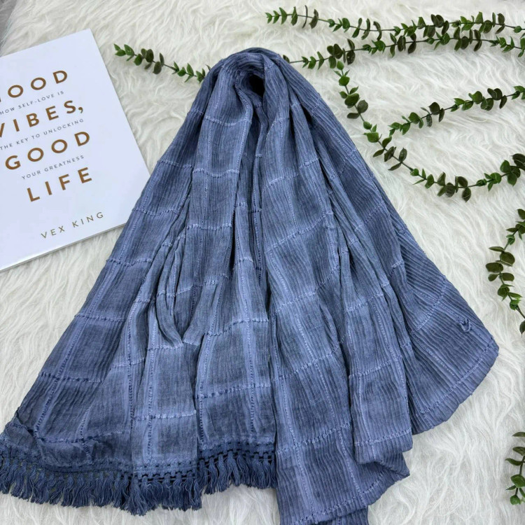 شال چهارخانه سنگشور ساده وارداتی نخی قواره بزرگ 200×85 بدون آبرفت و چروک