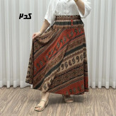 دامن وارداتی اندونزی مدل دنیا کد 1611 فری سایز تا 48 قد 95 سوپر نخ چهارفصل آستر دار بدون بدن نما