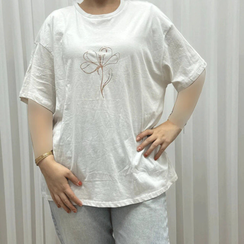 تیشرت نخی پنبه LC Waikiki چهارفصل زنانه و دخترانه تنخور راحت سایزبزرگ