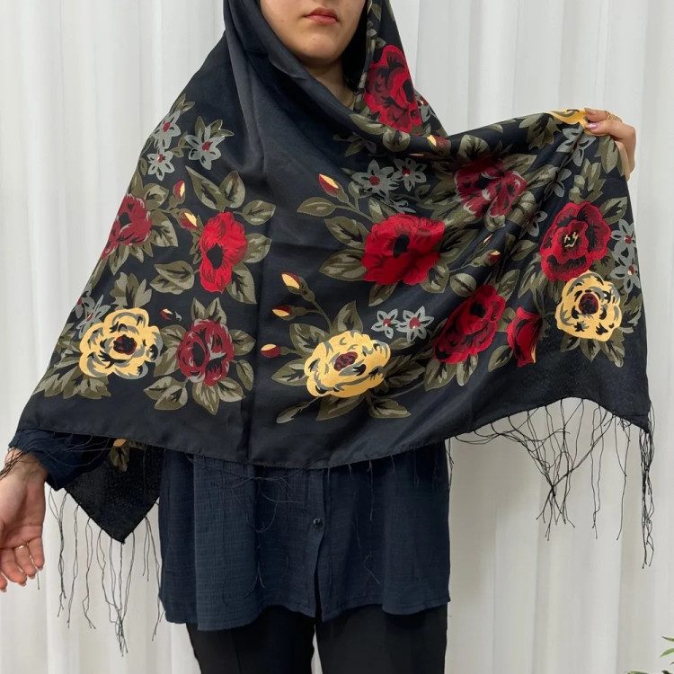 روسری ترکمن نخی قواره بزرگ 142x142 ایستایی عالی چهار فصل بدون چروک و پرز