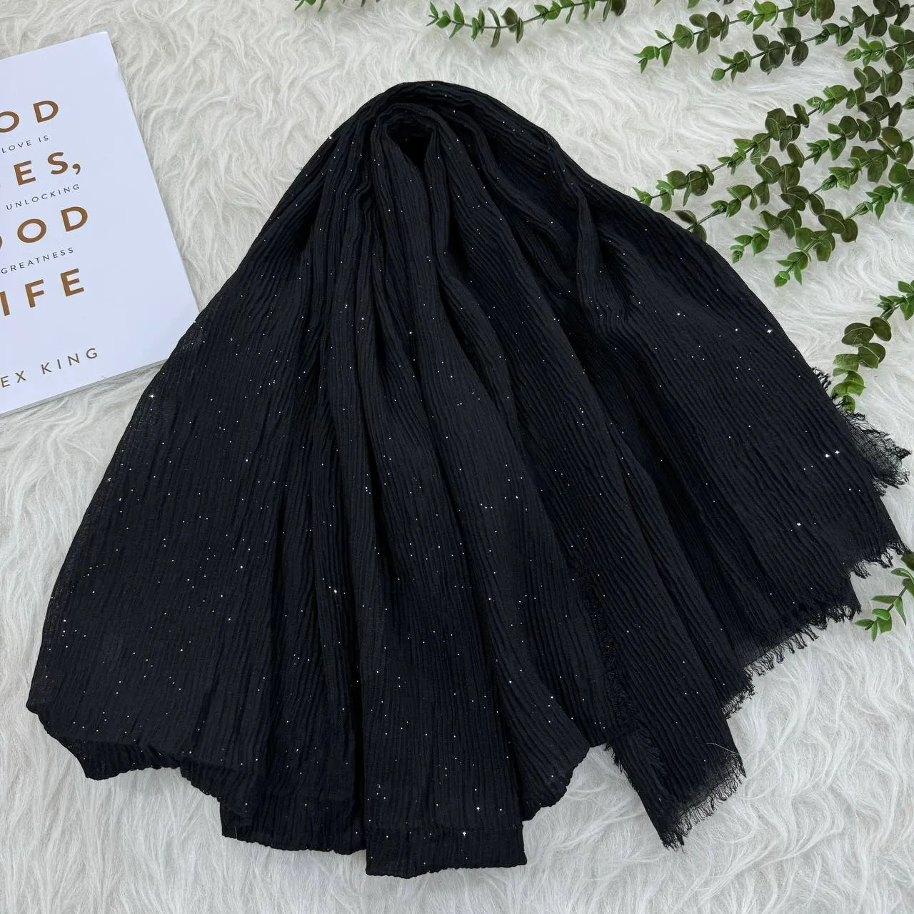 شال نخی لب ریش شاین وارداتی برشکا قواره 190x90 پرز و دون دون نمیشود سر نمیخورد