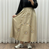 دامن مجلسی گلدوزی وارداتی فری سایز مناسب تا 46 قد 90 سانتیمتر شانتون چهارفصل بدون چروک و سایه انداختن