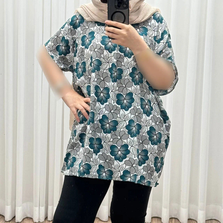 تیشرت نخی سایزبزرگ فری سایز تا 52 قد 90 دور سینه 140 زنانه چهارفصل شیک راحت