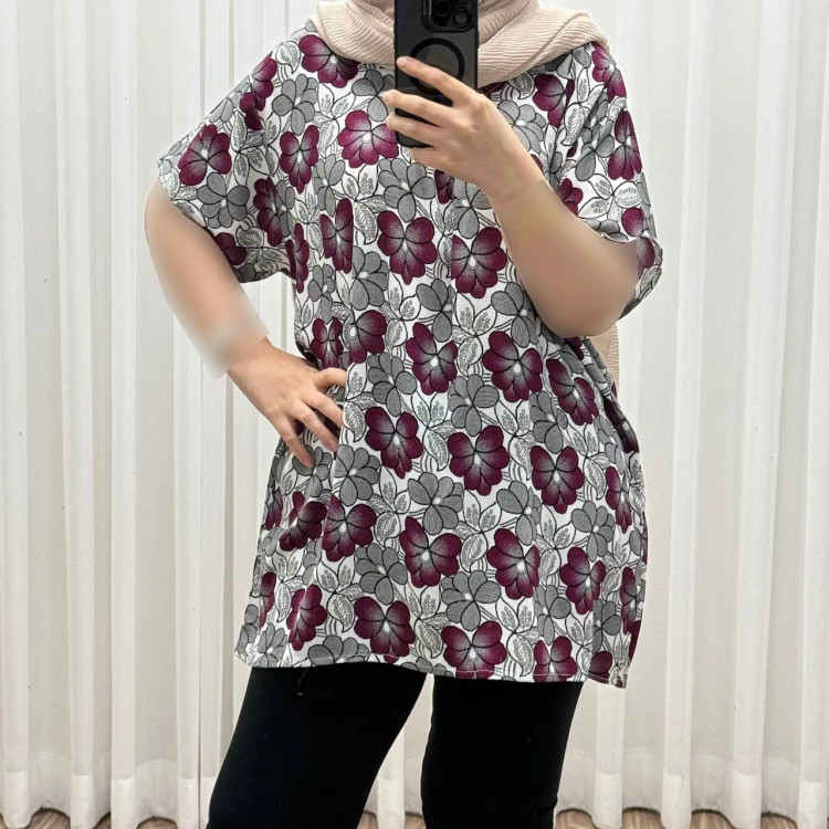 تیشرت نخی سایزبزرگ فری سایز تا 52 قد 90 دور سینه 140 زنانه چهارفصل شیک راحت