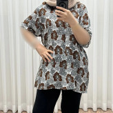 تیشرت نخی سایزبزرگ فری سایز تا 52 قد 90 دور سینه 140 زنانه چهارفصل شیک راحت