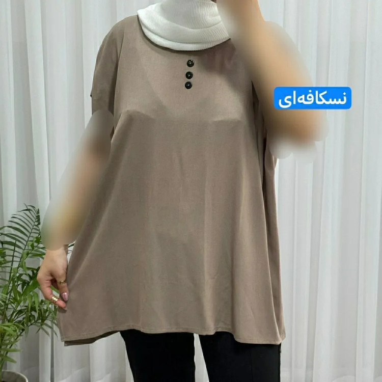 تاپ زنانه نخی شسته شده فری سایز مناسب تا سایز 50 چهارفصل تنخور آزاد و راحت