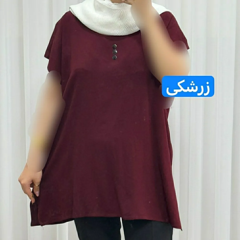 تاپ زنانه نخی شسته شده فری سایز مناسب تا سایز 50 چهارفصل تنخور آزاد و راحت