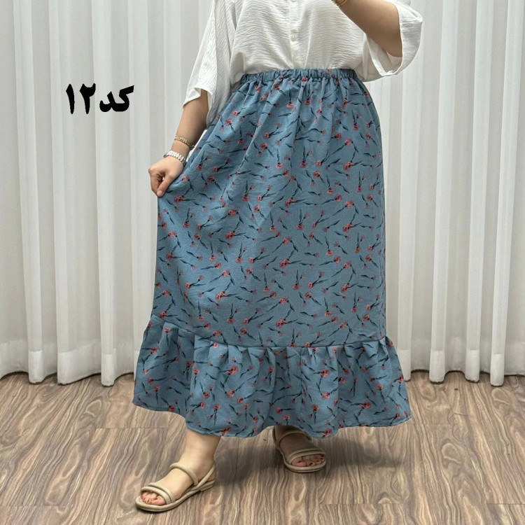 دامن پفکی مدل پرپری فری سایز زنانه تا سایز 54 تنخور شیک و راحت چهارفصل بدون آبرفت و رنگرفتگی