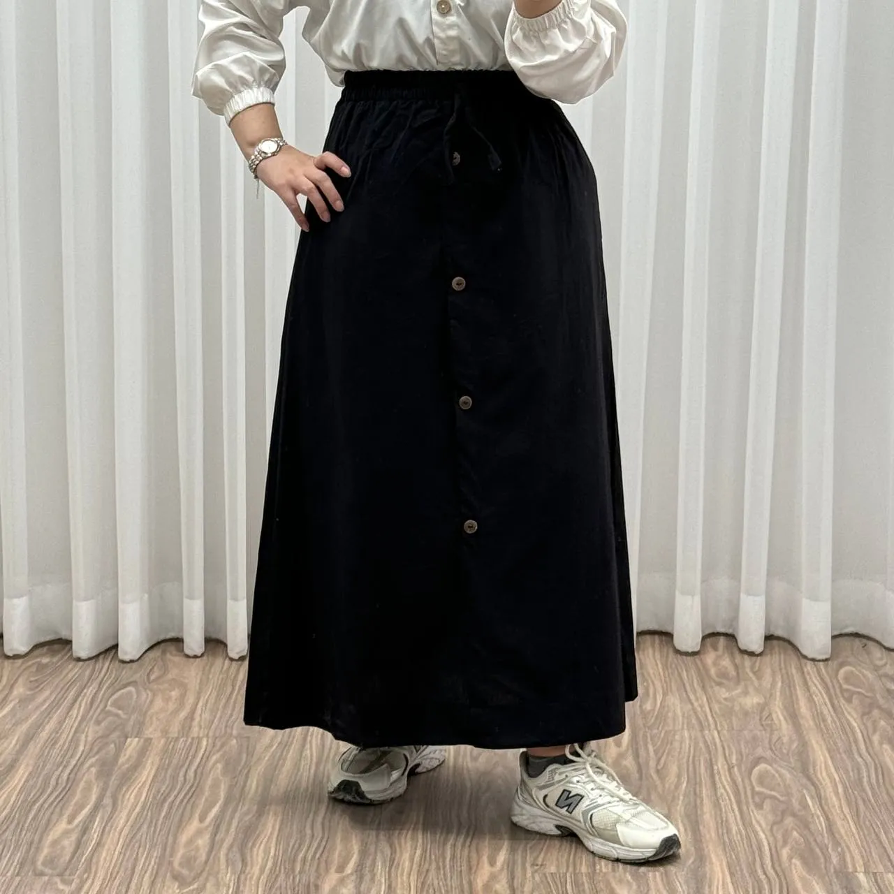 دامن لنین فری سایز شیک و راحت مناسب تا سایز 54 چهارفصل بدون آبرفت و رنگ رفت کمربند دار