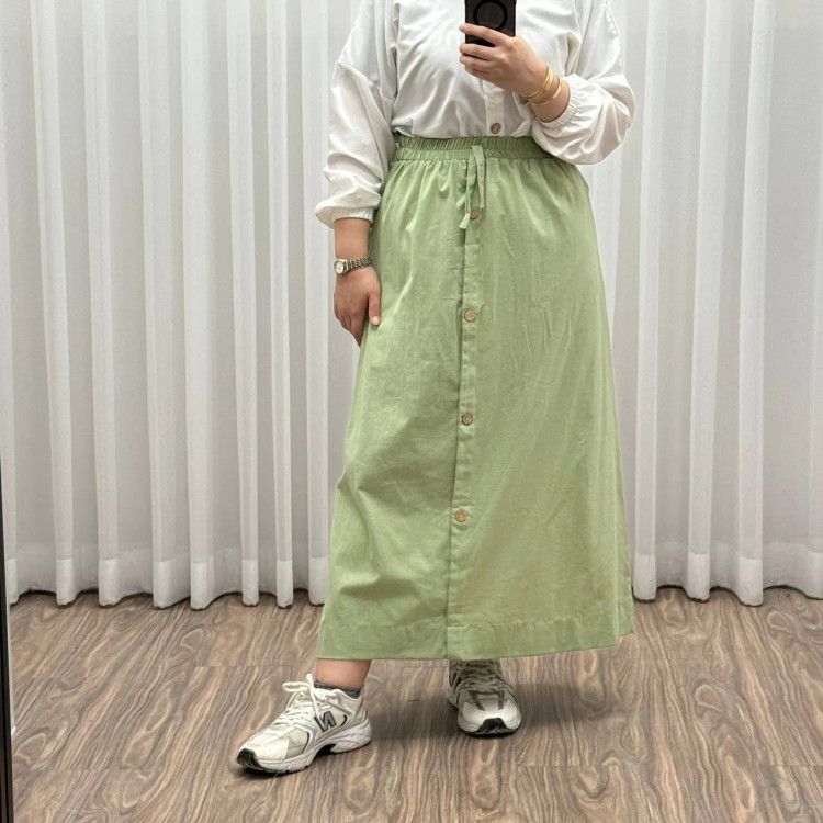 دامن لنین فری سایز شیک و راحت مناسب تا سایز 54 چهارفصل بدون آبرفت و رنگ رفت کمربند دار