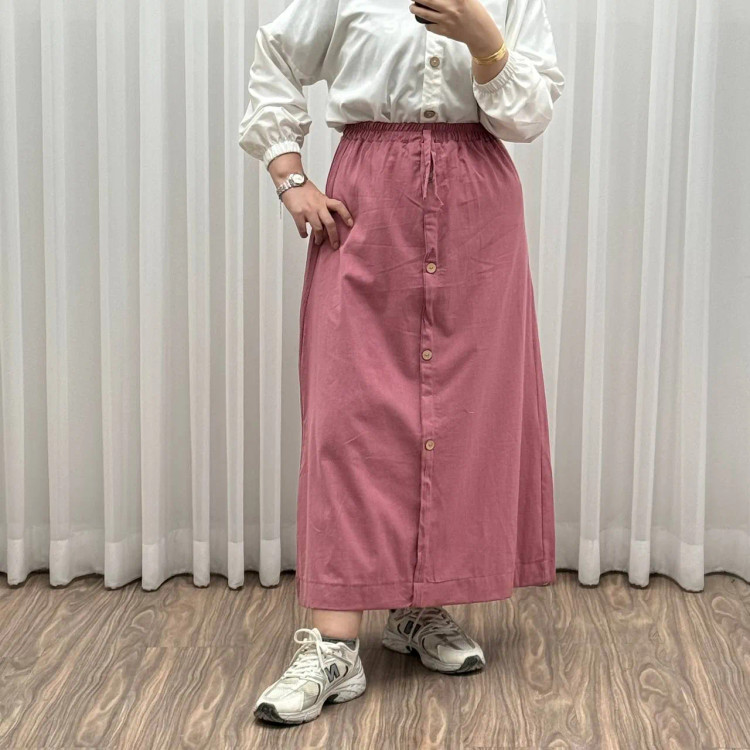 دامن لنین فری سایز شیک و راحت مناسب تا سایز 54 چهارفصل بدون آبرفت و رنگ رفت کمربند دار