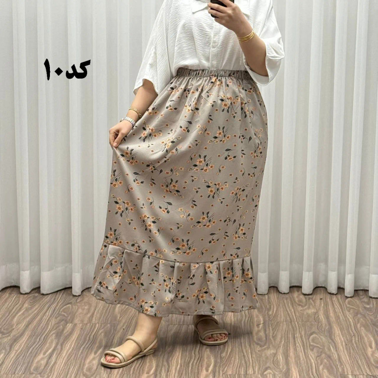 دامن پفکی مدل پرپری فری سایز زنانه تا سایز 54 تنخور شیک و راحت چهارفصل بدون آبرفت و رنگرفتگی