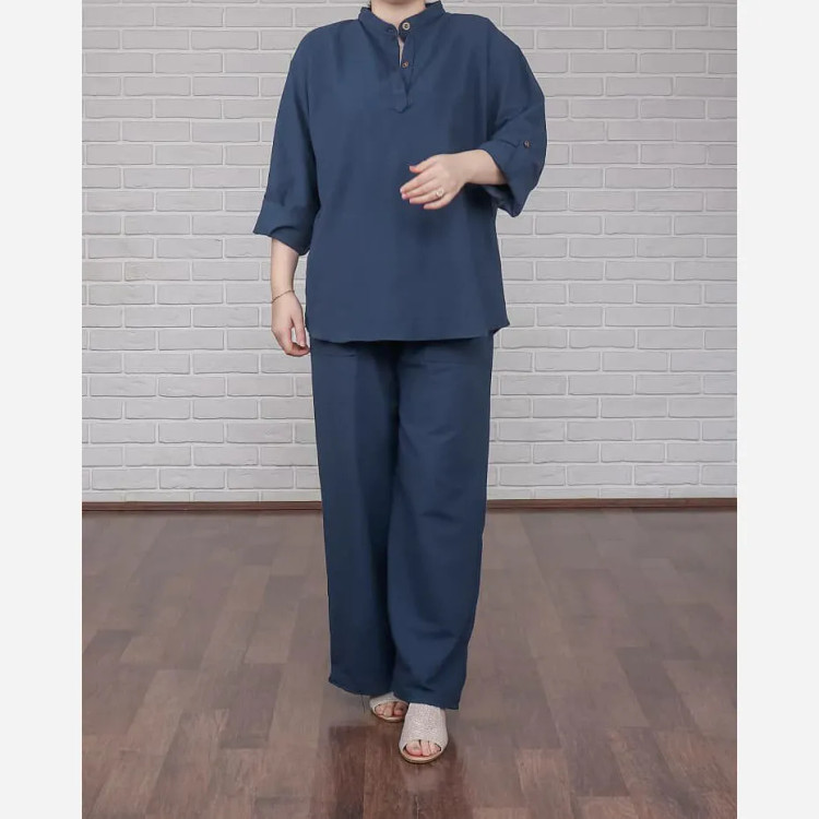 تونیک شلوار لینن فری سایز زنانه مناسب تا سایز 52 چهارفصل تن خور شیک و راحت بدون آبرفت و رنگ رفتگی