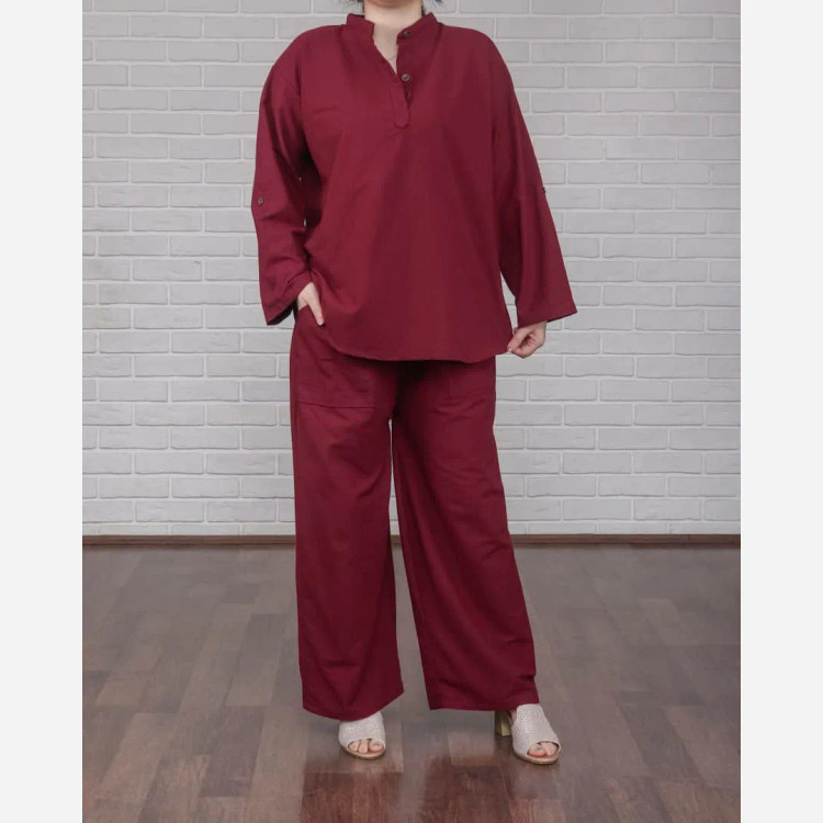 تونیک شلوار لینن فری سایز زنانه مناسب تا سایز 52 چهارفصل تن خور شیک و راحت بدون آبرفت و رنگ رفتگی