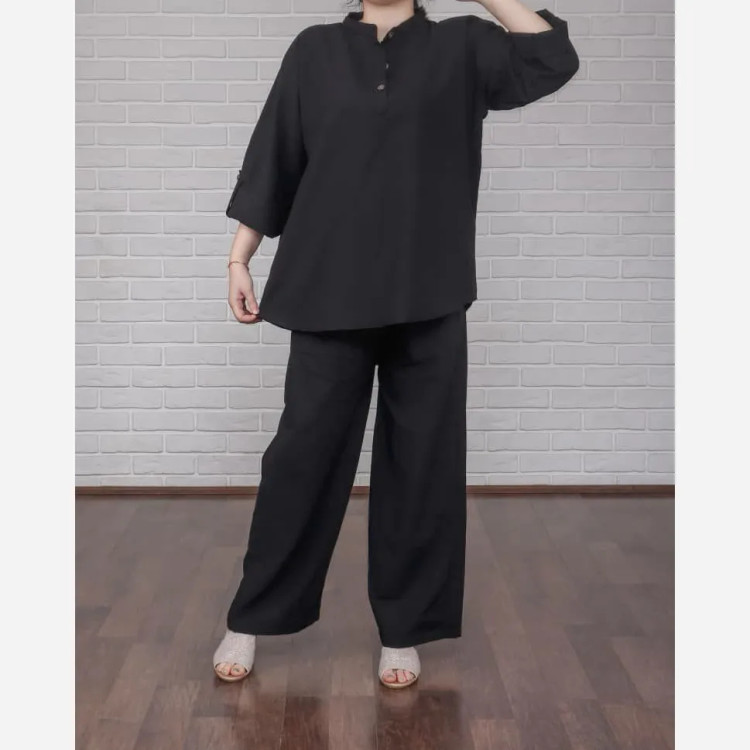 تونیک شلوار لینن فری سایز زنانه مناسب تا سایز 52 چهارفصل تن خور شیک و راحت بدون آبرفت و رنگ رفتگی