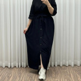 دامن نخی جلو دکمه چاک دار فری سایز تا 48 قد 105 سانتی متر زنانه چهارفصل شیک راحت