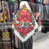 روسری ترکمن گل درشت نخی پلی استر قواره 140*140 ایرانی 4 فصل