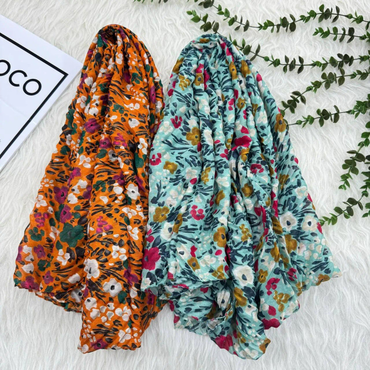 شال آبرنگی طرحدار کد 874 نخی حری سوپرنخ قواره 200×75 سانت بدون آبرفت و رنگ رفت