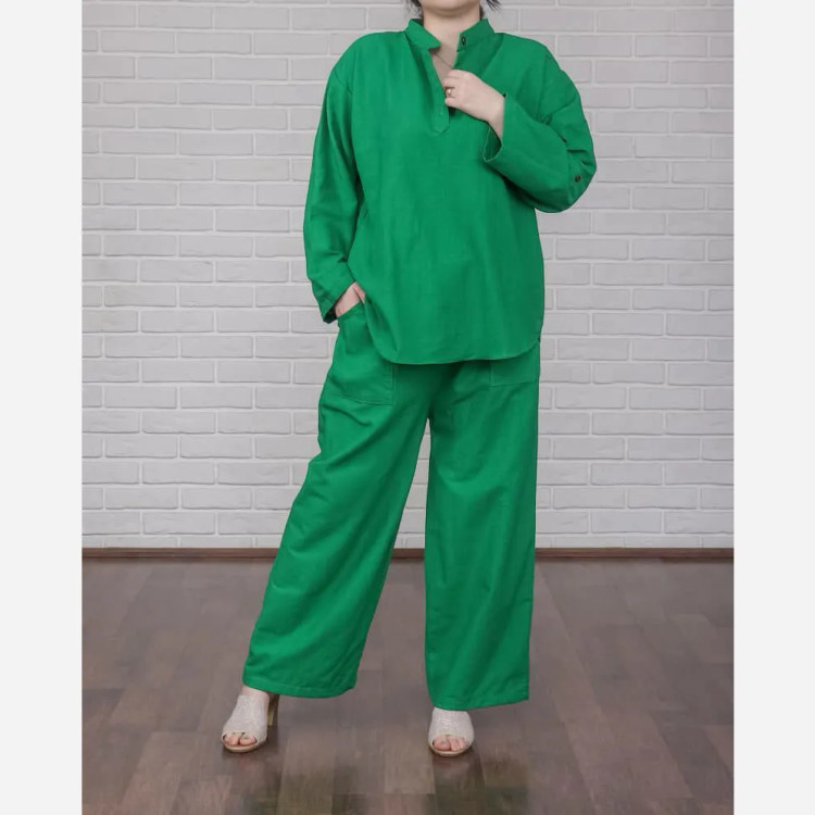 تونیک شلوار لینن فری سایز زنانه مناسب تا سایز 52 چهارفصل تن خور شیک و راحت بدون آبرفت و رنگ رفتگی