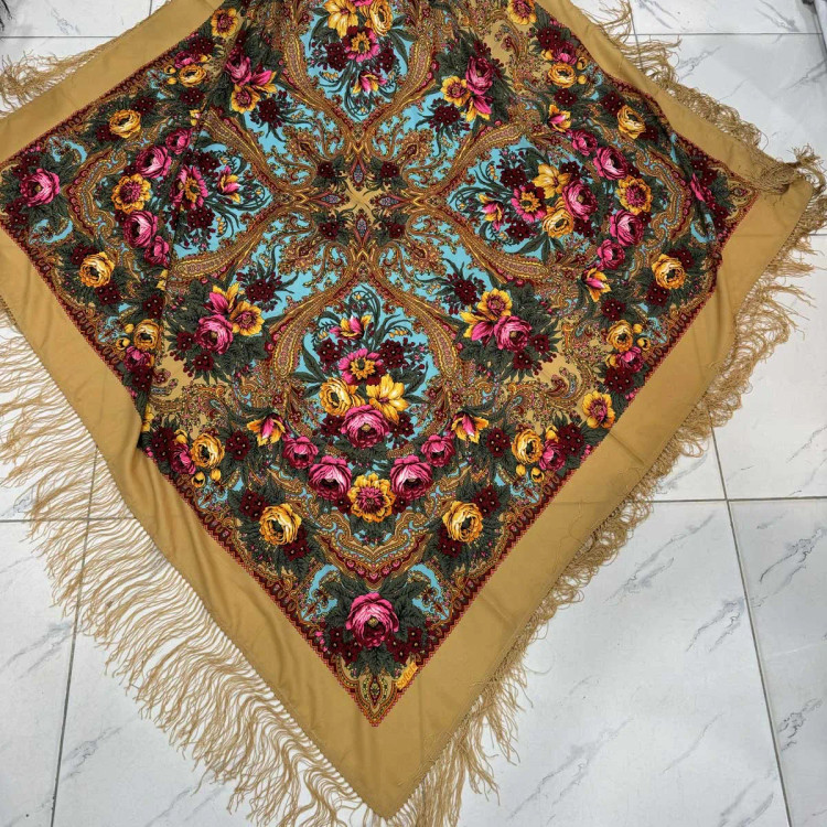 روسری نخی ترکمن قواره بزرگ 142*142 وارداتی کد R100208