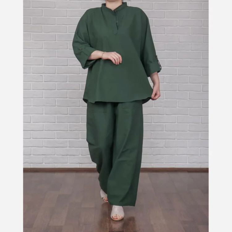 تونیک شلوار لینن فری سایز زنانه مناسب تا سایز 52 چهارفصل تن خور شیک و راحت بدون آبرفت و رنگ رفتگی