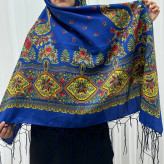 روسری ترکمن مدل ترمه ایرانی قواره 130x130 نخ پلی استر مناسب 4 فصل