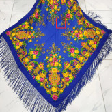 روسری نخی ترکمن قواره 140*140 کد R100178 وارداتی ترکیه ریشه دستباف