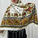 روسری ترکمن مدل ترمه ایرانی قواره 130x130 نخ پلی استر مناسب 4 فصل