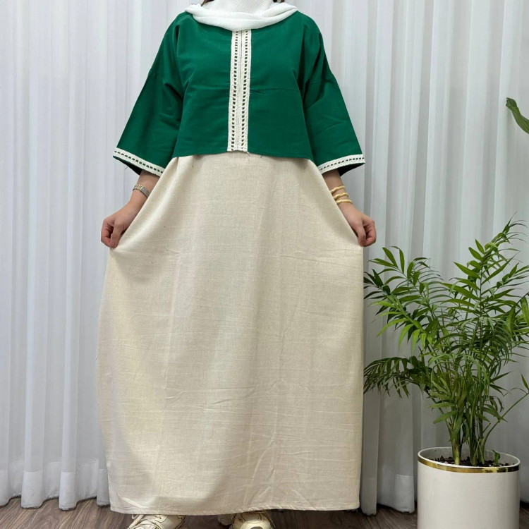 کراپ سارافون نوار گیپور لینن فری سایز مناسب تا سایز 48 تنخور شیک و راحت چهارفصل