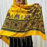 روسری ترکمن مدل ترمه ایرانی قواره 130x130 نخ پلی استر مناسب 4 فصل