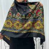 روسری ترکمن مدل ترمه ایرانی قواره 130x130 نخ پلی استر مناسب 4 فصل