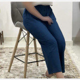 شلوار لینن زنانه فری سایز تا 46 رنگی کرم چهارفصل تنخور شیک و راحت بدون سایه اندازی