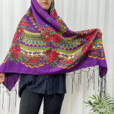 روسری ترکمن مدل ژاپن سایز 140×140 سانتی متر جنس نخ پلی استر مناسب 4 فصل