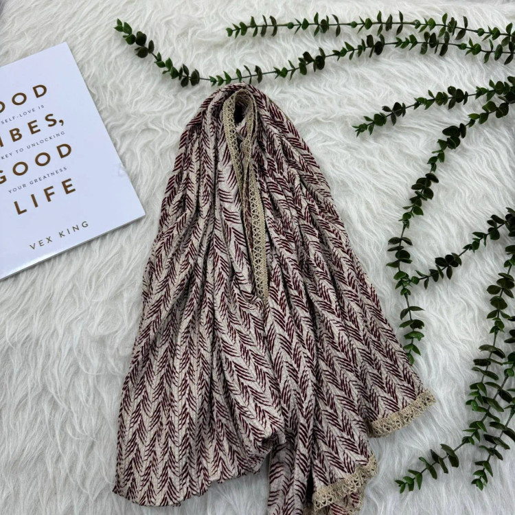 شال نخی کریشه مدل گندم قواره 180x80 سانتیمتر کد 997