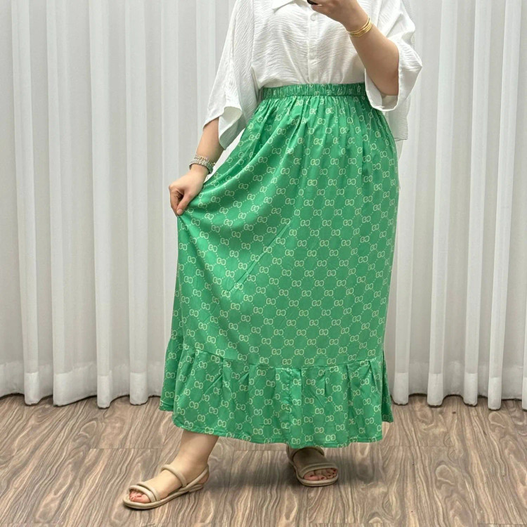 دامن پارچه خارجی گوچی کد 1369 فری سایز تا 48 قد 97 سانتیمتر جنس پفکی چهارفصل زنانه شیک راحت