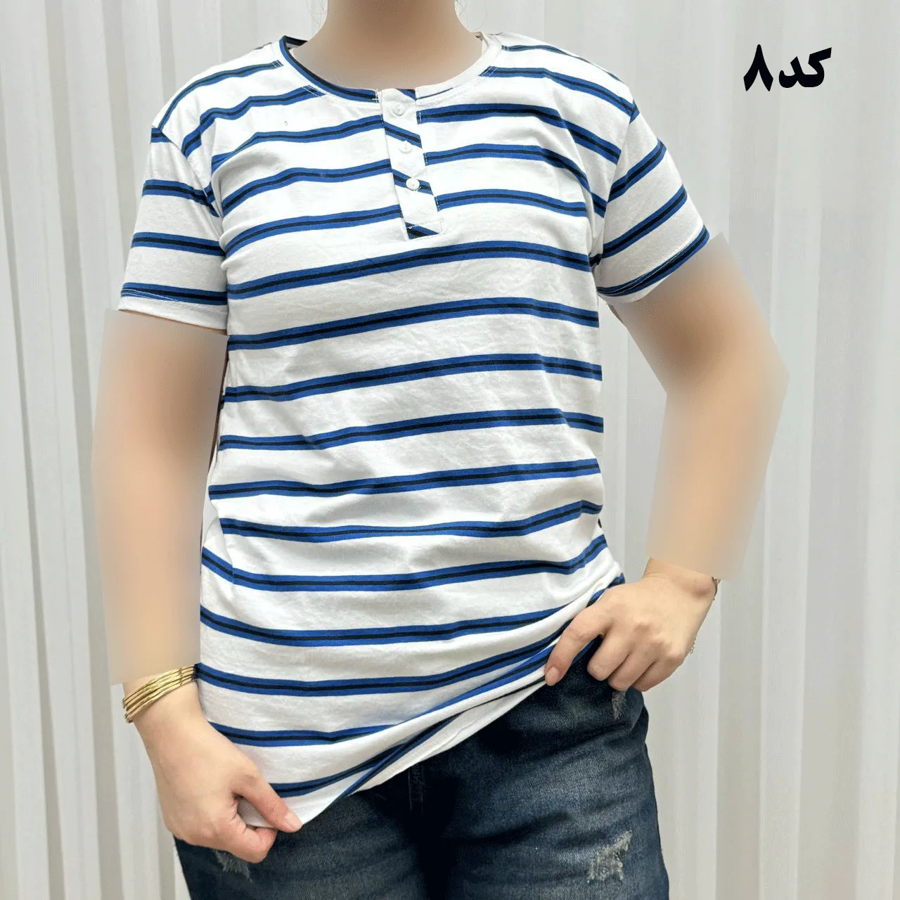 تیشرت نخی پنبه H&M جلودکمه کد 1164 چهارفصل زنانه و دخترانه تنخور راحت سایزبندی کامل