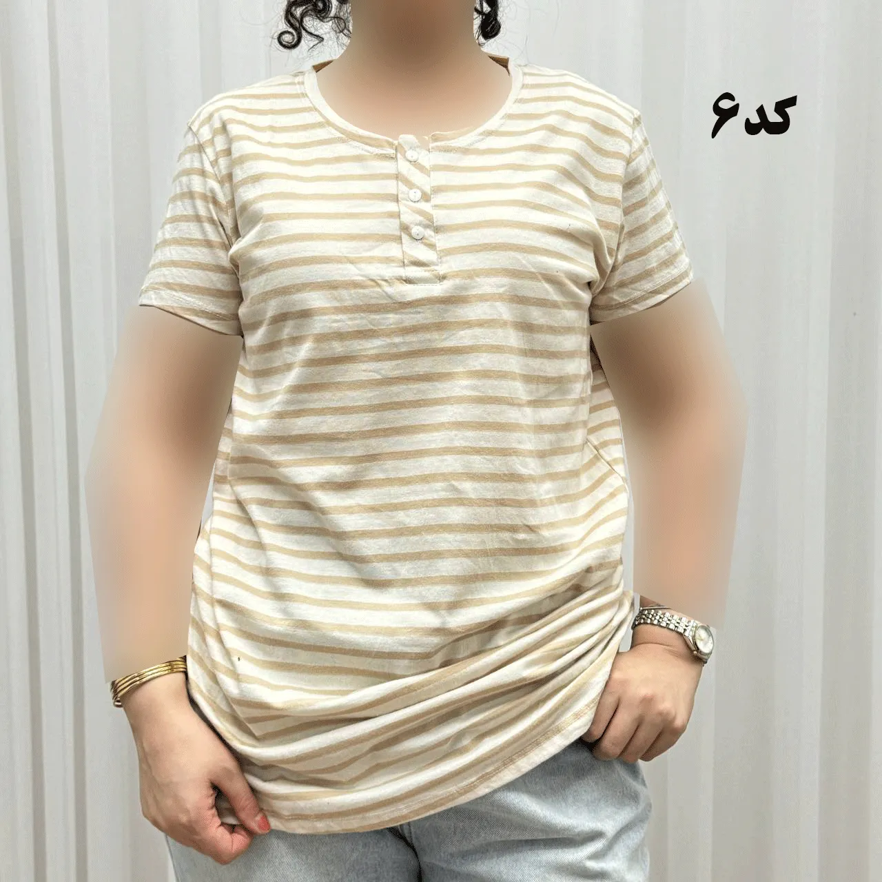 تیشرت نخی پنبه H&M جلودکمه کد 1164 چهارفصل زنانه و دخترانه تنخور راحت سایزبندی کامل