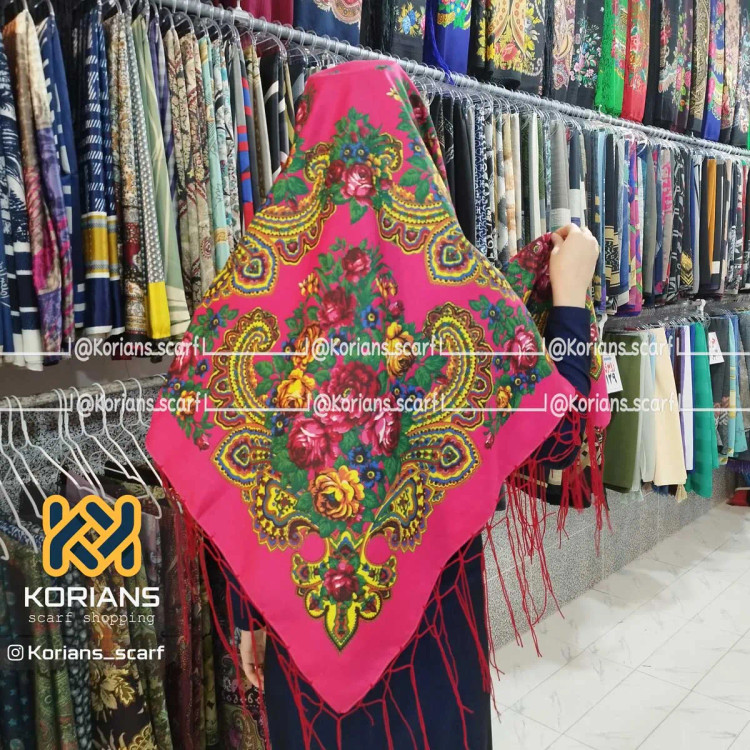 روسری ترکمن مدل خان قواره 140x140 نخی پلی استر مناسب 4 فصل