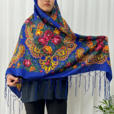 روسری ترکمن مدل خان قواره 140x140 نخی پلی استر مناسب 4 فصل