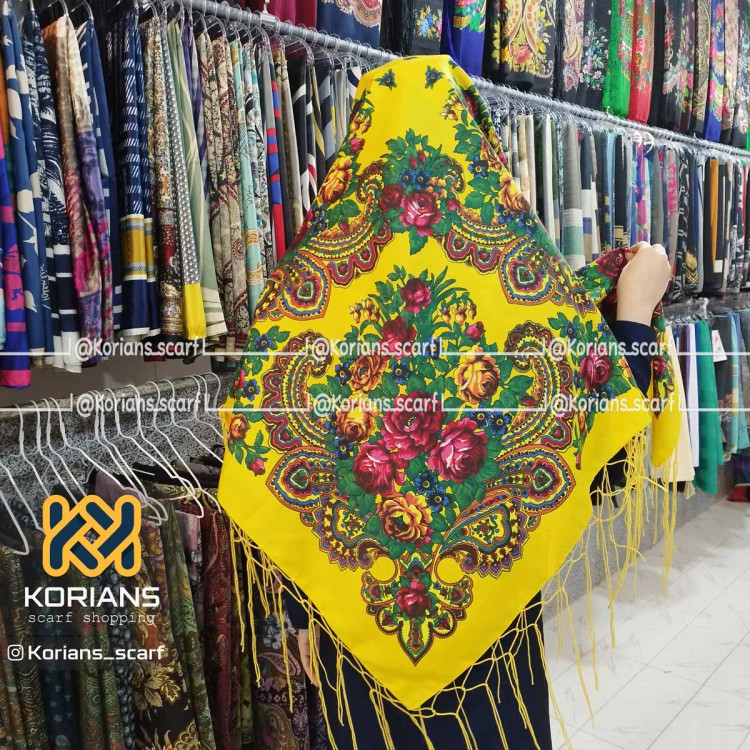 روسری ترکمن مدل خان قواره 140x140 نخی پلی استر مناسب 4 فصل
