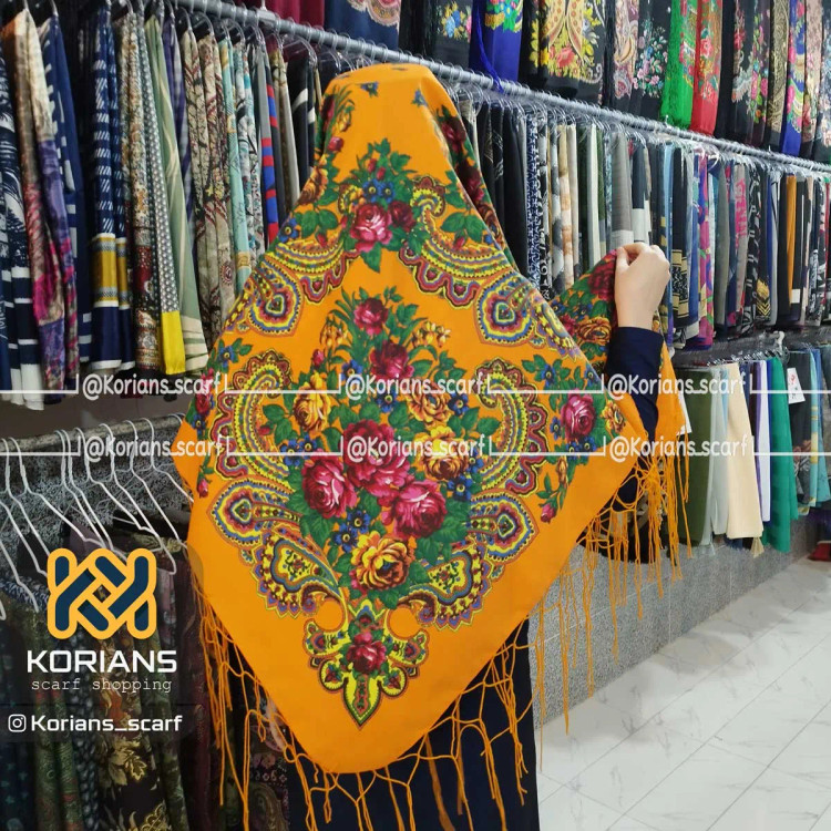 روسری ترکمن مدل خان قواره 140x140 نخی پلی استر مناسب 4 فصل