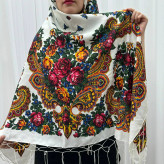 روسری ترکمن مدل خان قواره 140x140 نخی پلی استر مناسب 4 فصل