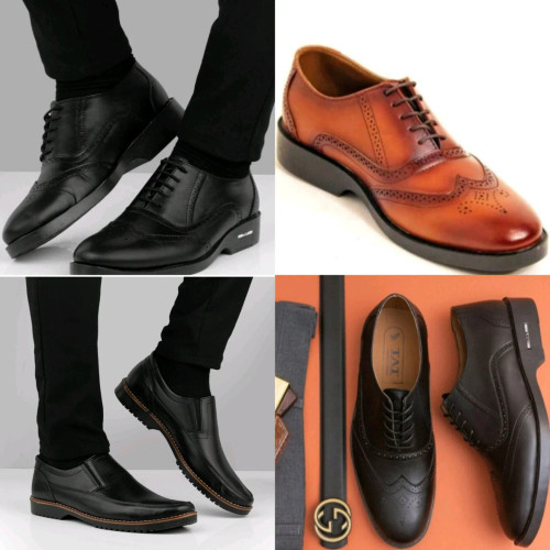 کفش چرم مردانه عید نوروز سایز 40 تا 44.5 مشکی قهوهای