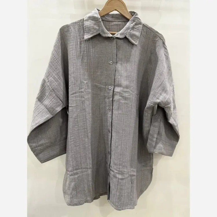 شومیز مانتویی لنین اسپرت زنانه یقه مردانه جلو دکمه آزاد