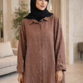 شومیز مانتویی لنین اسپرت زنانه یقه مردانه جلو دکمه آزاد