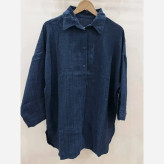 شومیز مانتویی لنین اسپرت زنانه یقه مردانه جلو دکمه آزاد